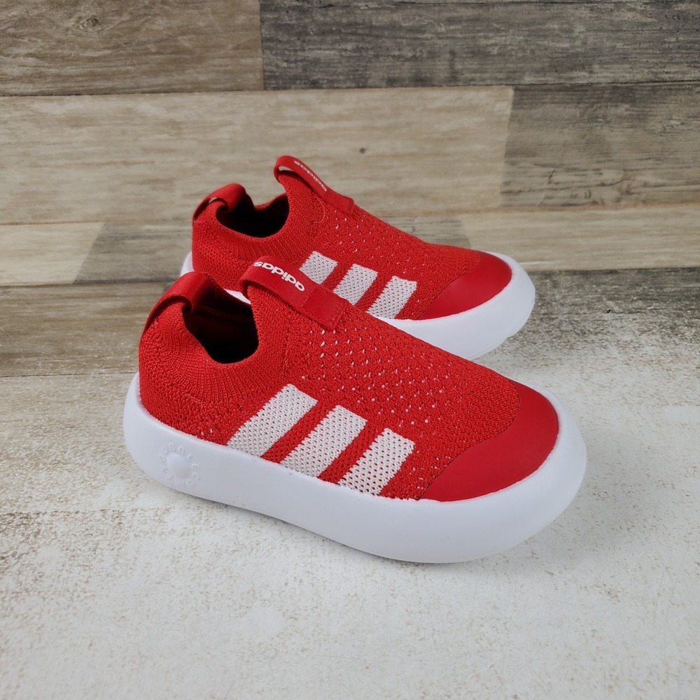 Adidas Bubblecomfy Kids Shoes Sz 8 Better Scarlet Cloud White Core Black Knit